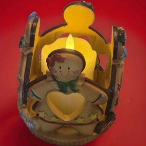 Christmas Circular Candleholder Festive Gingerbread Cookies Hearts + Votive Inc